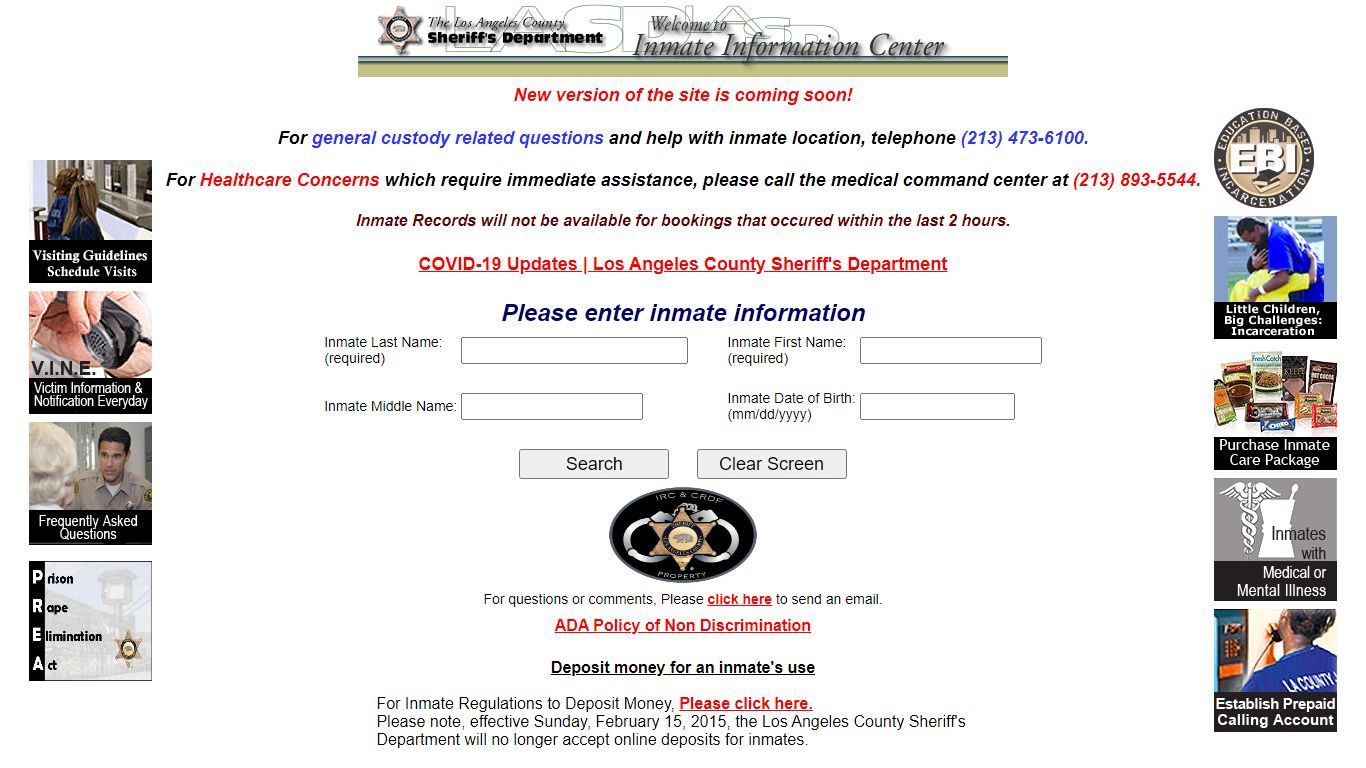 Inmate Search - Los Angeles County Sheriff's Department