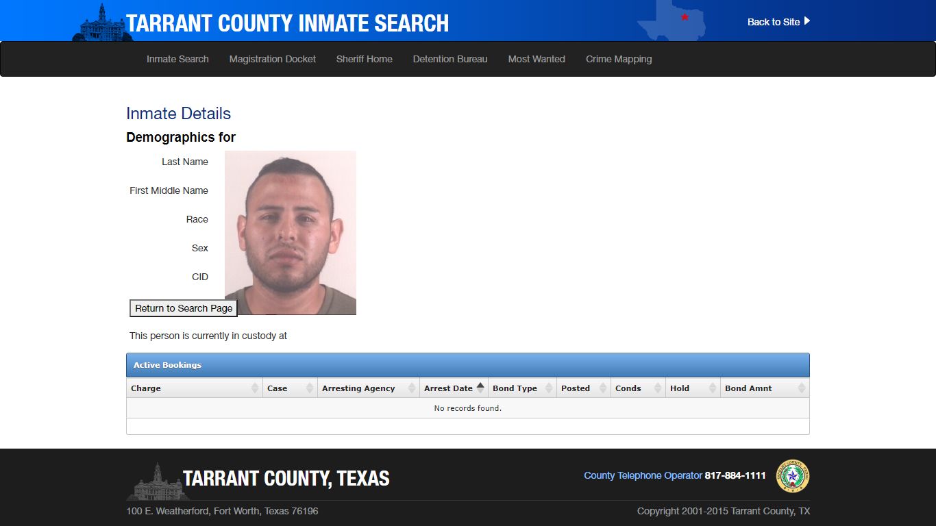 Inmate Search